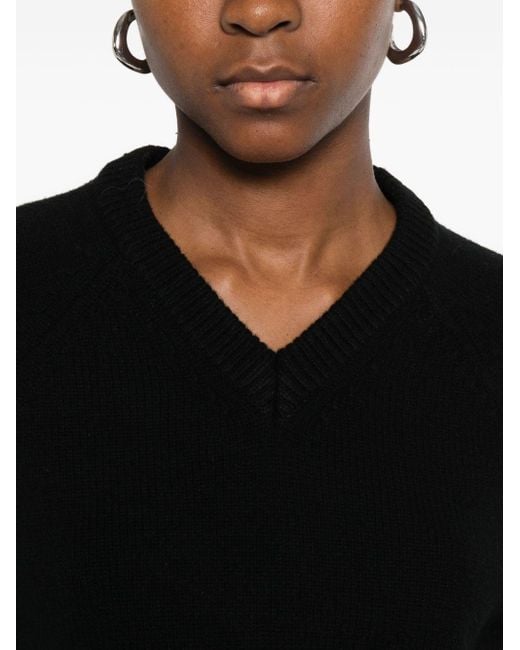 DUNST Black Wool V-Necked Sweater