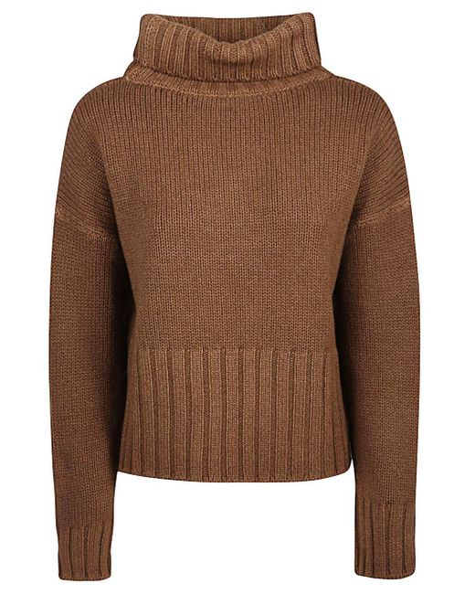 Base London Brown Wool And Cashmere Blend Turtleneck Sweater
