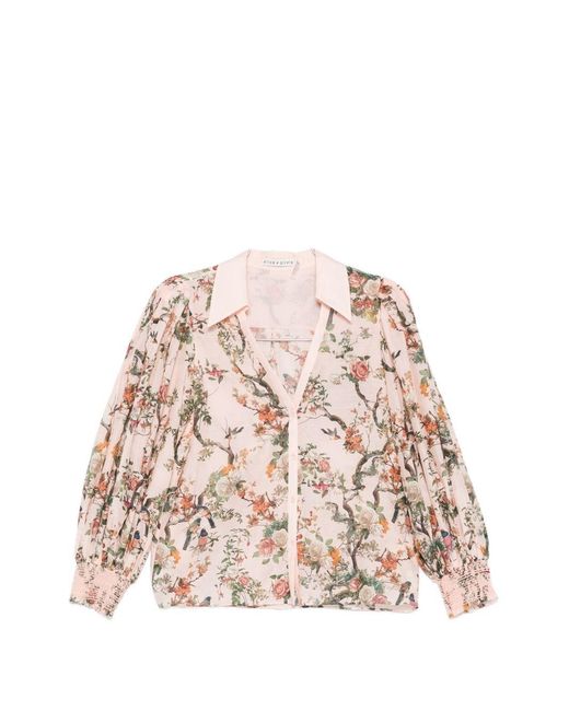 Alice + Olivia Pink Charis Printed Blouse
