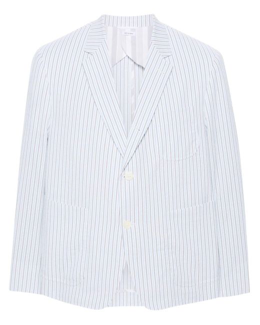 Thom Browne White Seersucker Striped Blazer for men