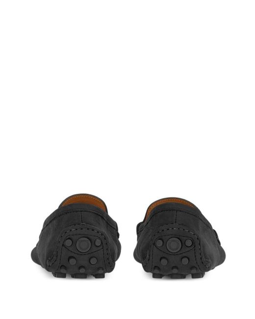 Ferragamo Black Gancini Leather Loafers