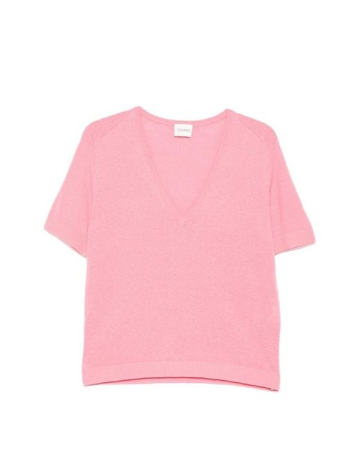 Closed Pink Linen And Cotton V-Necked Sweater