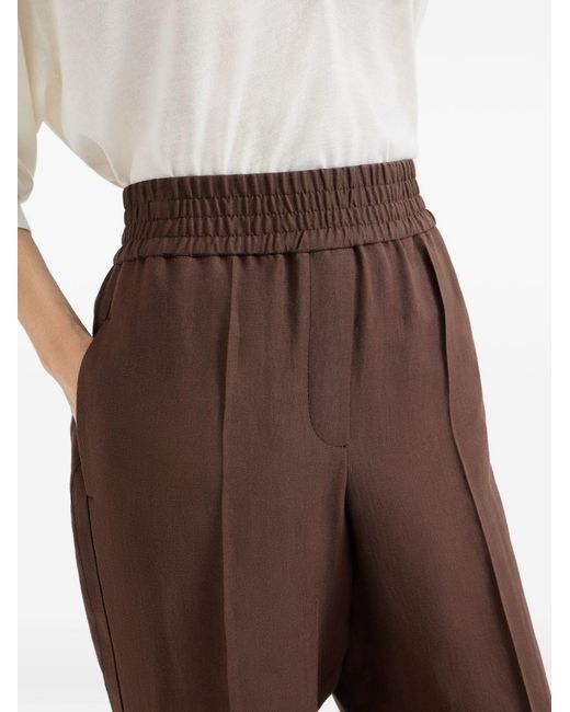 Brunello Cucinelli Brown Linen Blend Trousers