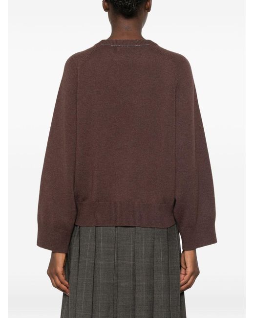 Brunello Cucinelli Brown Cashmere Crewneck Sweater
