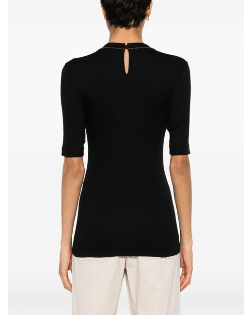 Brunello Cucinelli Black Cotton Crewneck Sweater