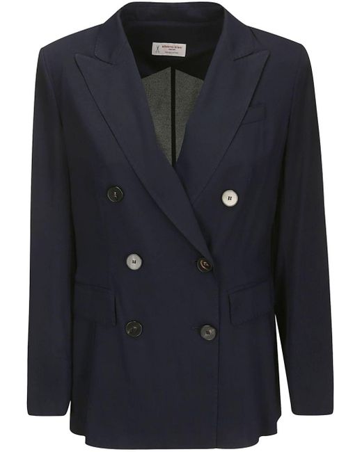 Alberto Biani Blue Georgette Double-Breasted Jacket