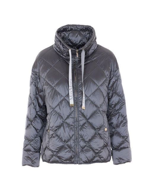 Max Mara Blue Quilted Blouson Jacket