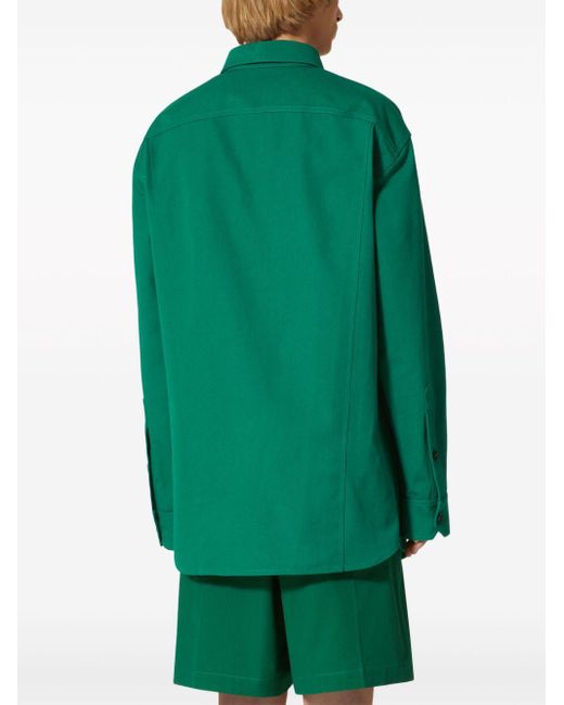 Valentino Green V Detail Cotton Shirt for men
