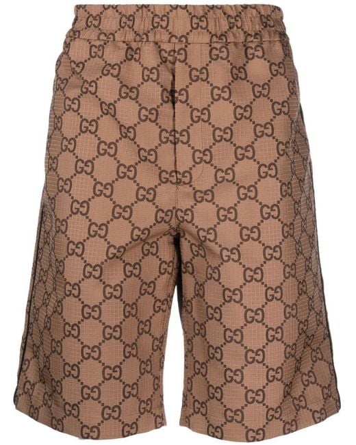 Gucci Brown All-over GG-print Shorts for men