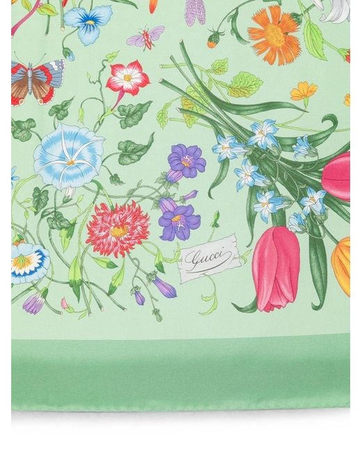 Gucci Green Printed Silk Foulard