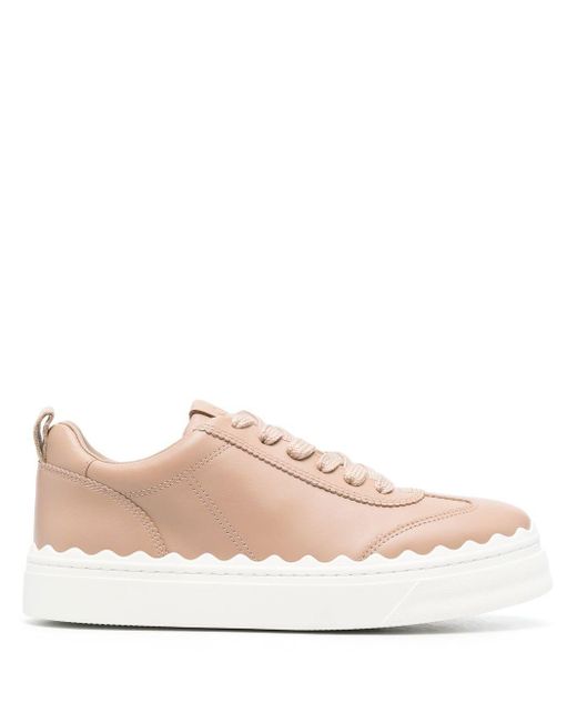 Chloé Lauren Leather Sneakers in Pink | Lyst UK