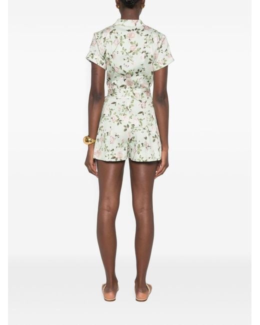 Alice + Olivia White Lucy Printed Playsuit