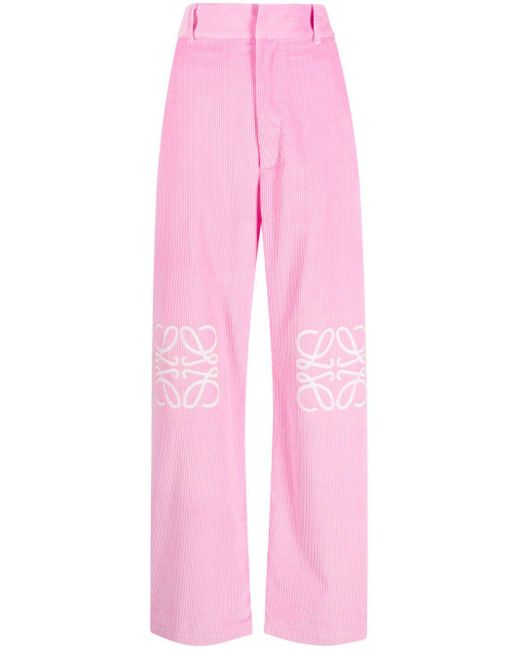 Loewe Pink Anagram baggy Ribbed Cotton Trousers