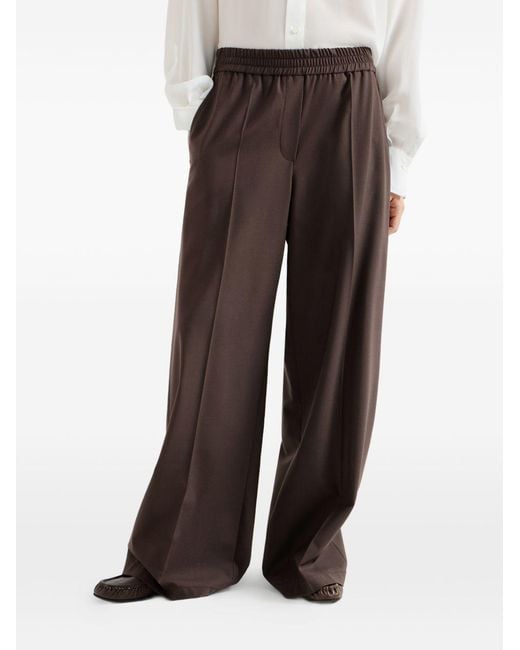 Brunello Cucinelli Brown Loose Fit Wool Trousers