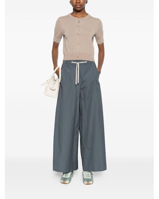 Max Mara Blue Cotton Wide-Leg Trousers