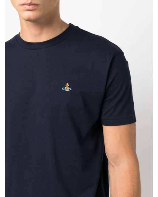 Vivienne Westwood Blue Logo Cotton T-Shirt for men