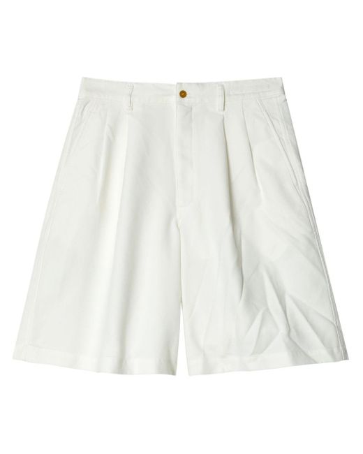 Shorts con pieghe a gamba ampia di Comme des Garçons in White da Uomo