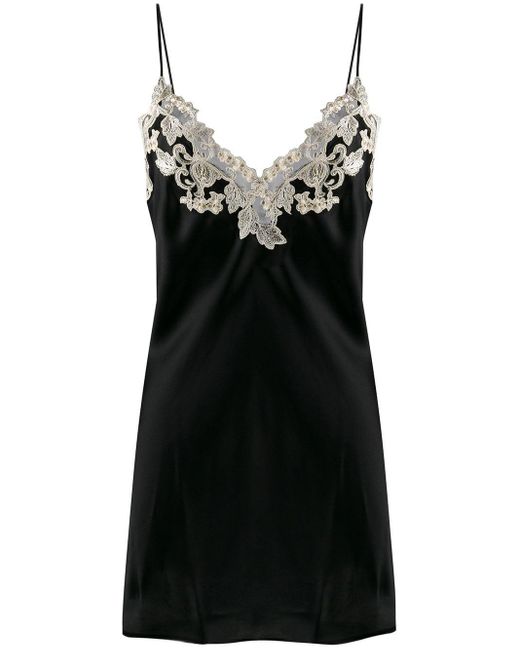 La Perla Black Maison Lace Trim Slip Dress