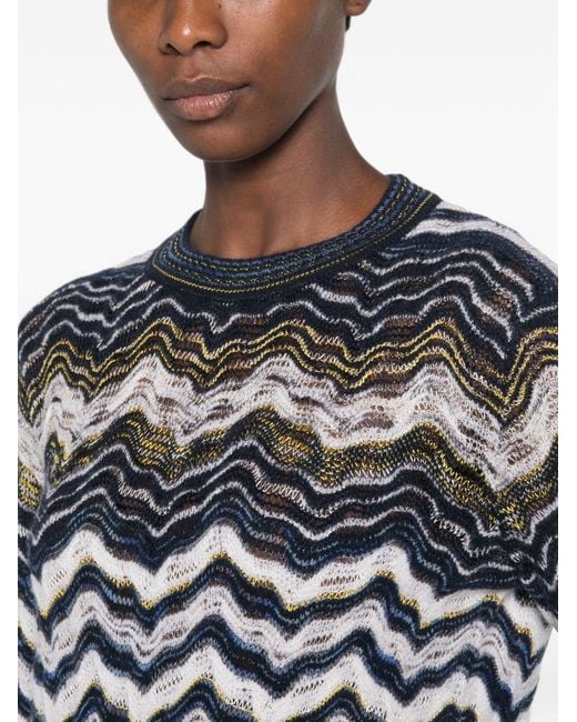Missoni Blue Zig Zag Motif Wool Sweater