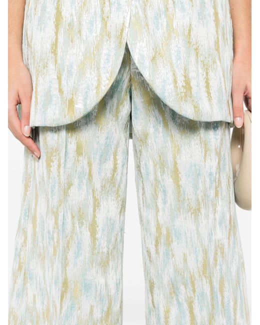 Erika Cavallini Semi Couture Blue Wide-leg Cropped Trousers