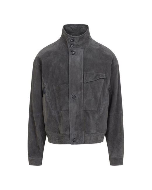 Giorgio Armani Gray Suede Leather Jacket for men