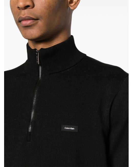 Calvin Klein Black Zip-up Cotton-blend Jumper for men