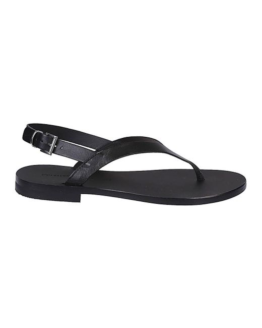 Liviana Conti Black Leather Thong Sandals