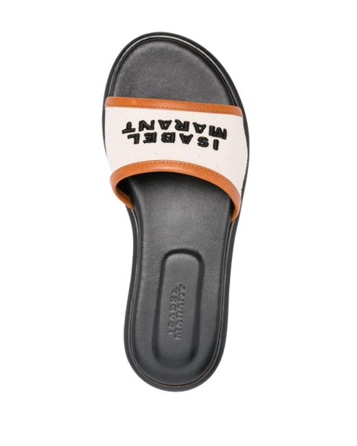 Isabel Marant Brown Vikee Logo Flat Sandals