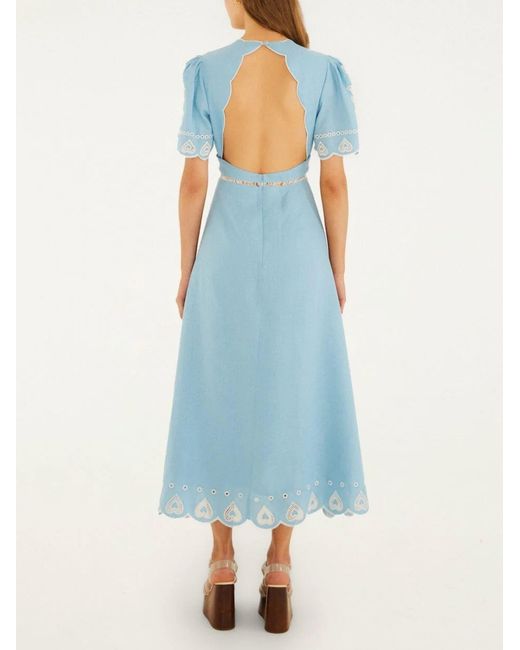 Farm Rio Blue Linen Dress