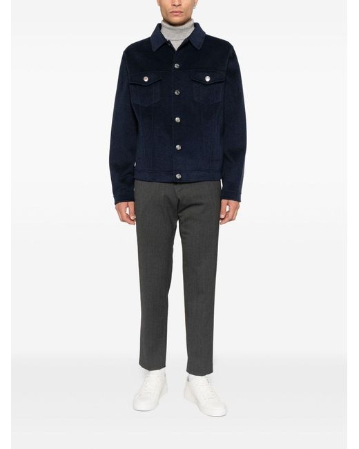 Soft Goat Blue Denim Jacket Bottoned Up for men