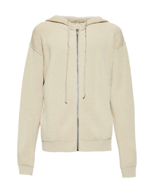 Rick Owens Natural Wool Zip-Up Sweatshirt for men