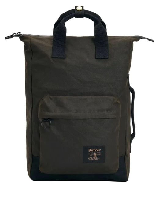Barbour Black Field Wax Backpack for men