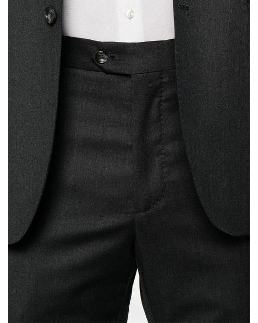 Tagliatore Black Tailored Wool Suit With Concealed Fastening for men