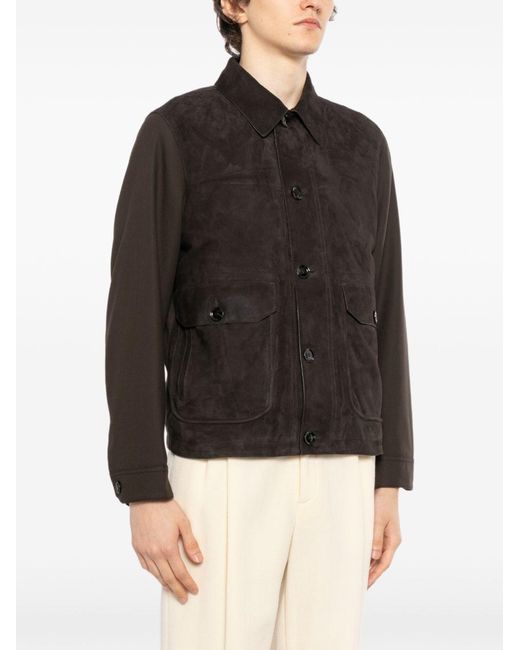 Brioni Black Suede Leather Jacket for men