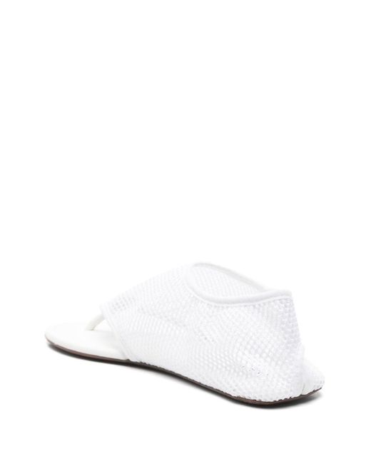 Alaïa White Fishnet Thong Sandals