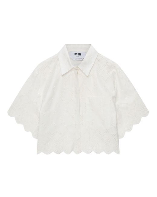 MSGM White Cropped Shirt