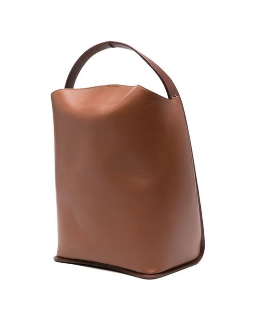 Jil Sander Brown Pivot Leather Tote Bag