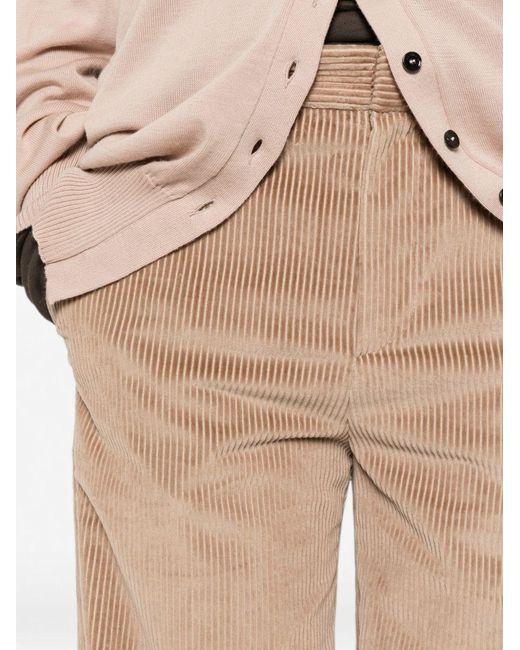 Brunello Cucinelli Natural Velvet Wide-Leg Trousers