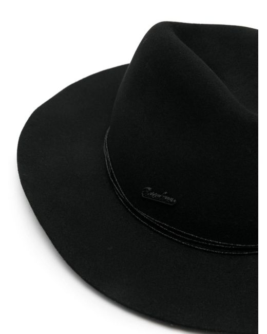 Borsalino Black Felted Fedora Hat