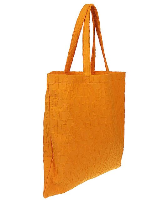 Emporio Armani Orange Striped Beach Tote