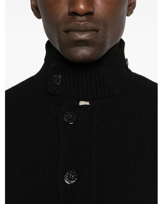 Stone Island Black Wool Cardigan for men
