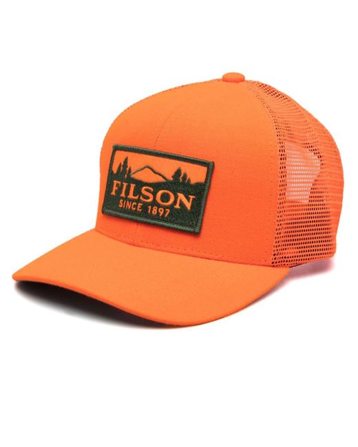 Filson Orange Logo-patch Trucker Hat for men