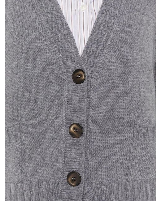 Base London Gray Wool V-Necked Cardigan