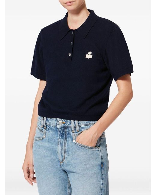 Isabel Marant Blue Wool And Cotton Polo Shirt