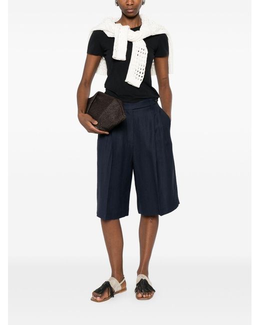 Brunello Cucinelli Blue Linen Blend Bermuda Shorts