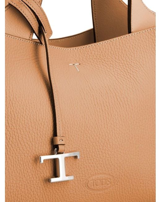 Tod's Brown T Timeless Mini Leather Tote Bag