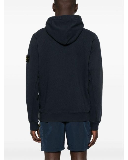 Stone Island Blue Sweater With Drawstring Hood for men