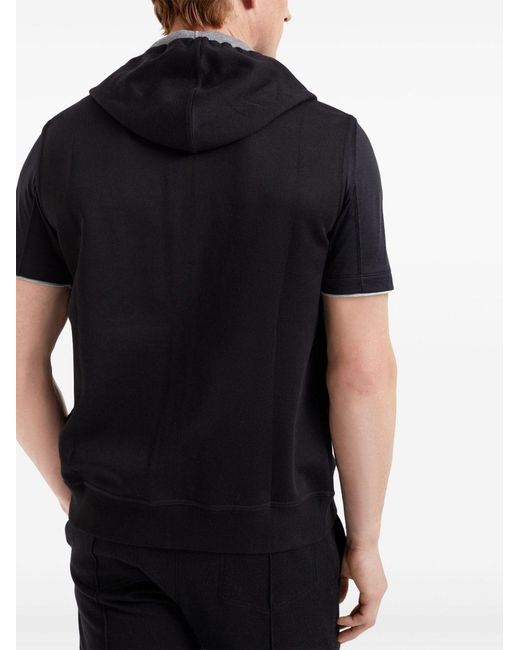 Brunello Cucinelli Black Sleeveless Hoodie for men
