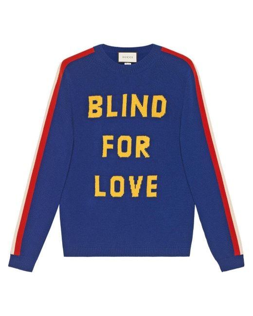 Gucci Blue "blind For Love" And Tiger Wool Sweater for men
