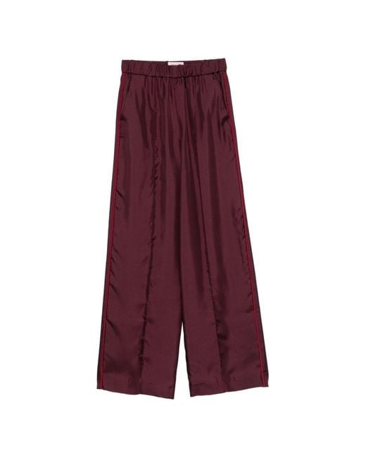 F.R.S For Restless Sleepers Purple Silk Wide-Leg Trousers